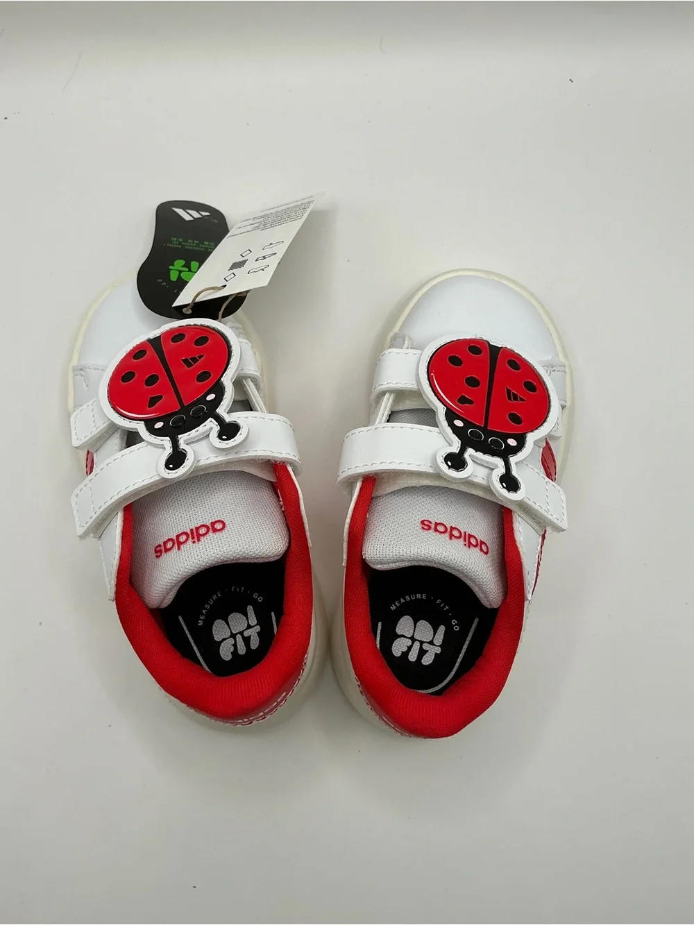 Adidas Kids bubble comfy bottoms White and Red Ladybug Velcro Sneakers